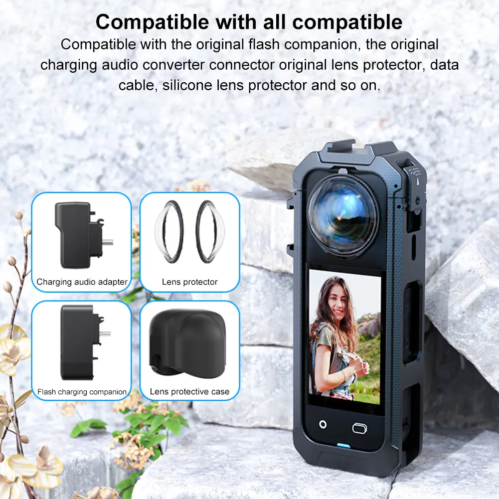 PC Protective Frame Magnetic Quick Release Interface Camera Cage Action Camera Frame for Insta360 X5 Camera Accessories