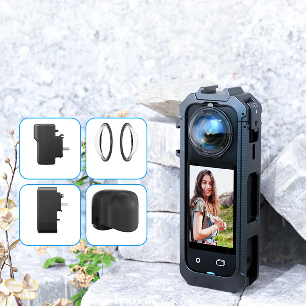 PC Protective Frame Magnetic Quick Release Interface Camera Cage Action Camera Frame for Insta360 X5 Camera Accessories