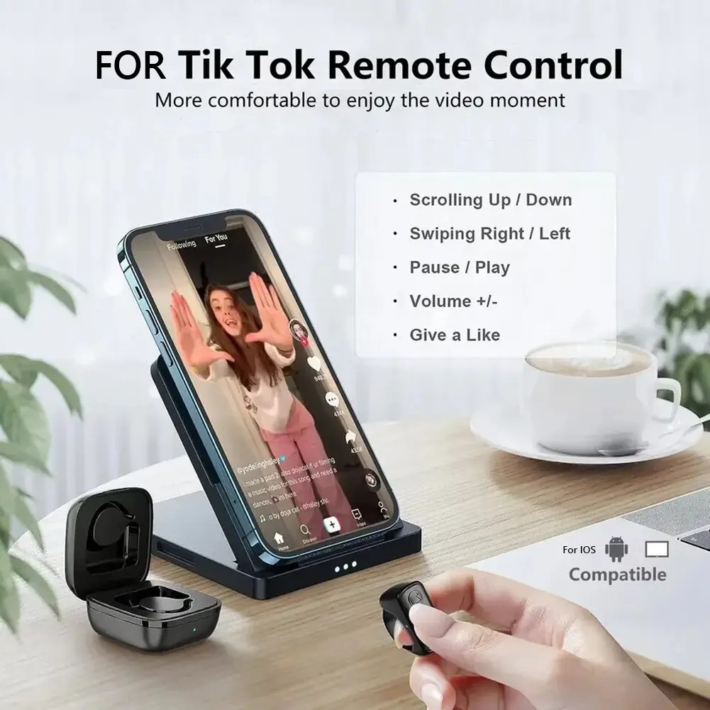 Scrolling Ring for TikTok Bluetooth-Compatible 5.0 Page Turner Clicker Camera Video Recording Remote for Kindle Paperwhite/Oasis