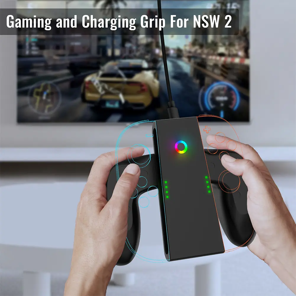 Charging Grip for Nintendo for Switch 2 Joy-Con Controller Comfort Grip Controller Charger Handle Bracket Stand Game Accessories