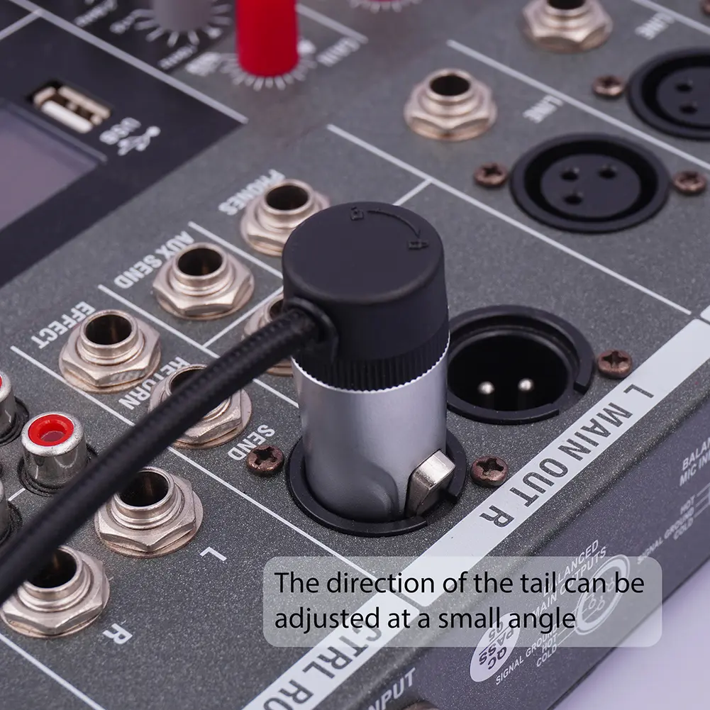 Male/Female Compact XLR Microphone Solder Adapter Adjustable 90° Right Angle 3Pin XLR Solder Connector Gold Plated