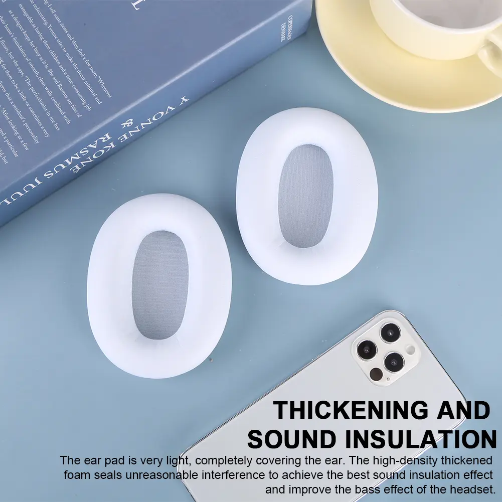 1 Pair Replacement Ear Pads Cushions Noise Isolation Memory Foam Earmuffs Protein Leather Headset Ear Cushions for MPOW H12 ANC