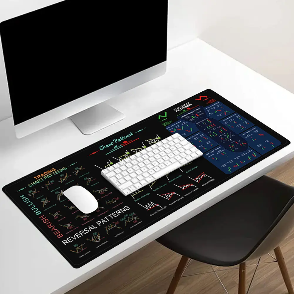Stock Market Computer Pad Stitched Edges Investor Keyboard Mousepad Trader Computer Desk Mat for Office Home Computer