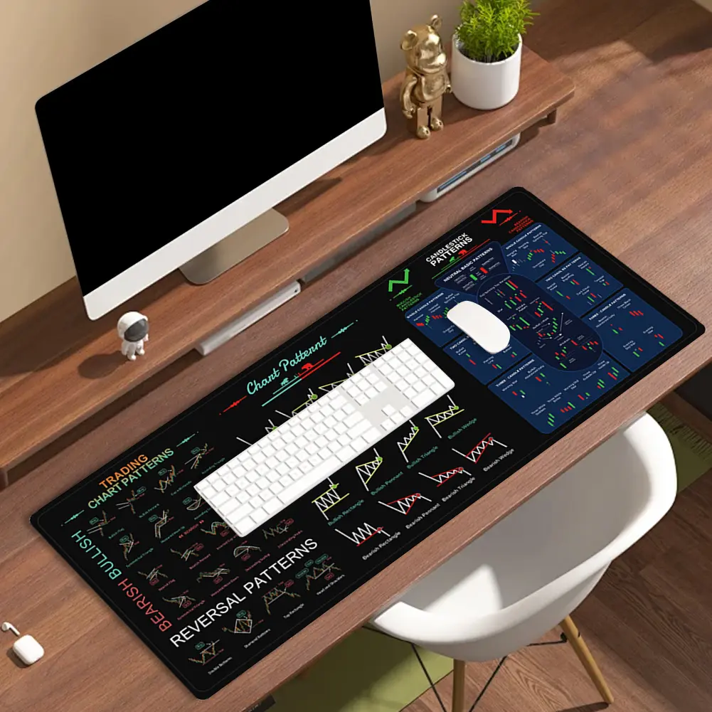 Stock Market Computer Pad Stitched Edges Investor Keyboard Mousepad Trader Computer Desk Mat for Office Home Computer
