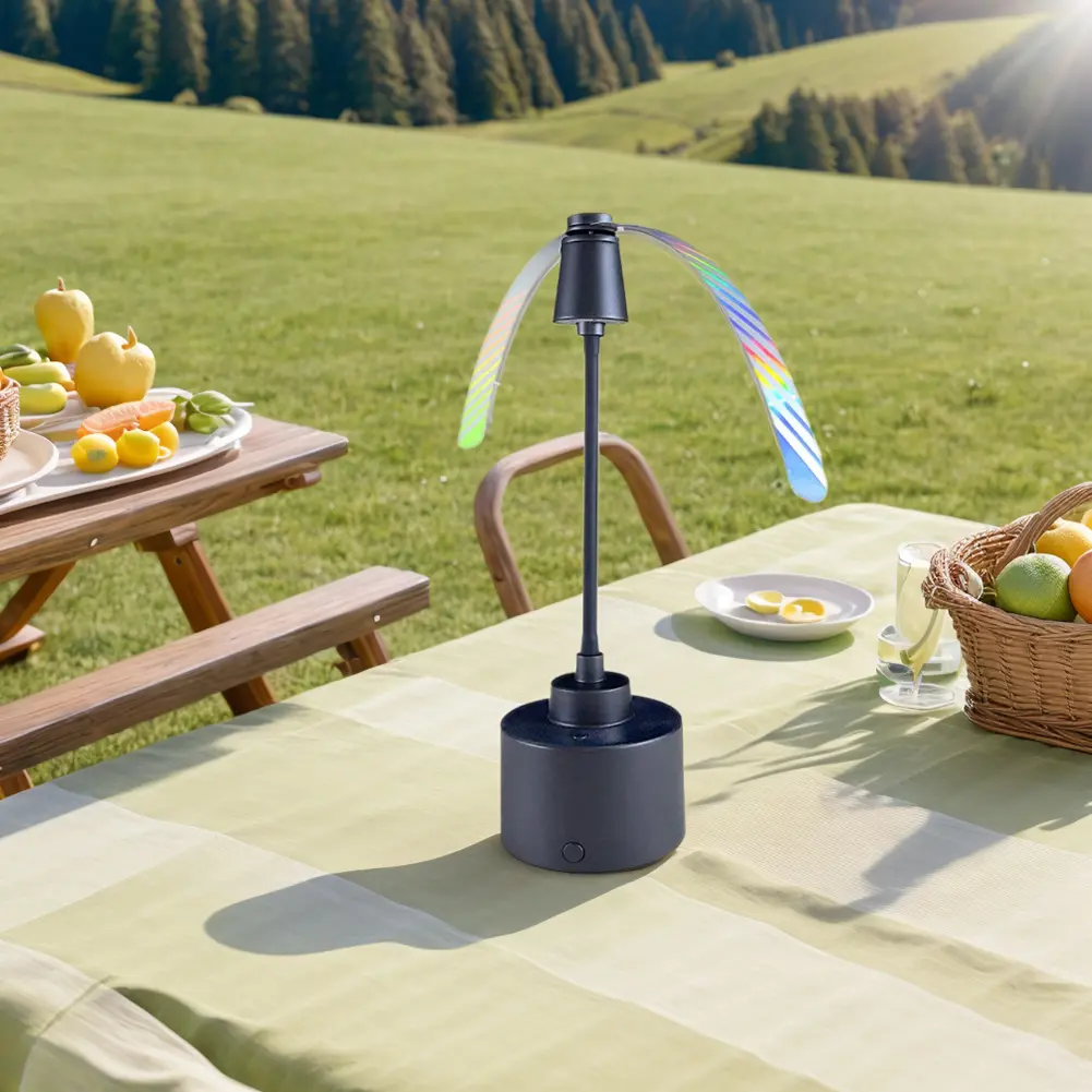 Fly Fans for Tables Fly Repellent Fan Soft Holographic Blades Flies Spinner Hanging Bug Traps for Picnic Party BBQ