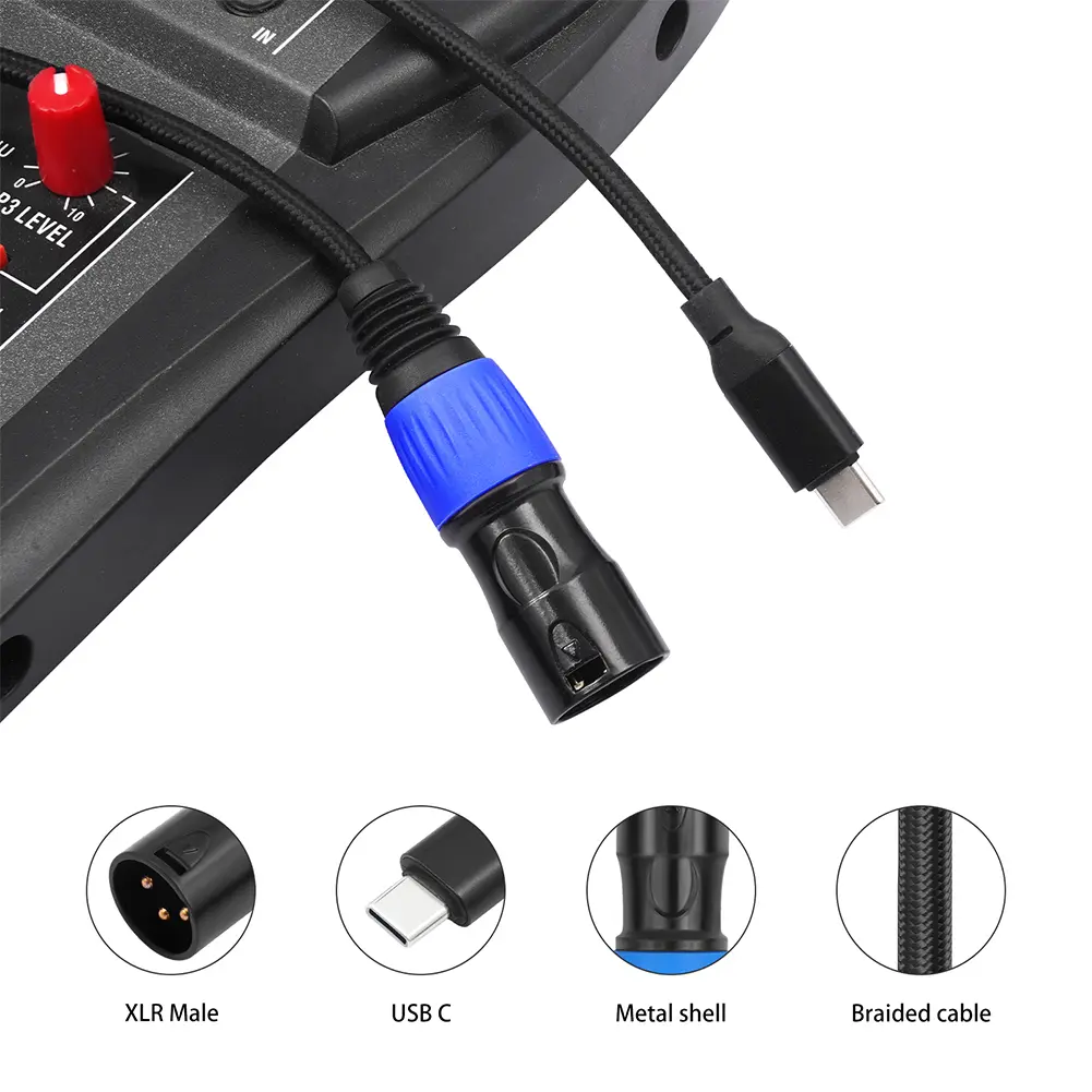 USB Type C To XLR Male Output Cable Plug and Play USB Type-C Male To XLR Male Connector for Amplifier Speaker Mixer Console
