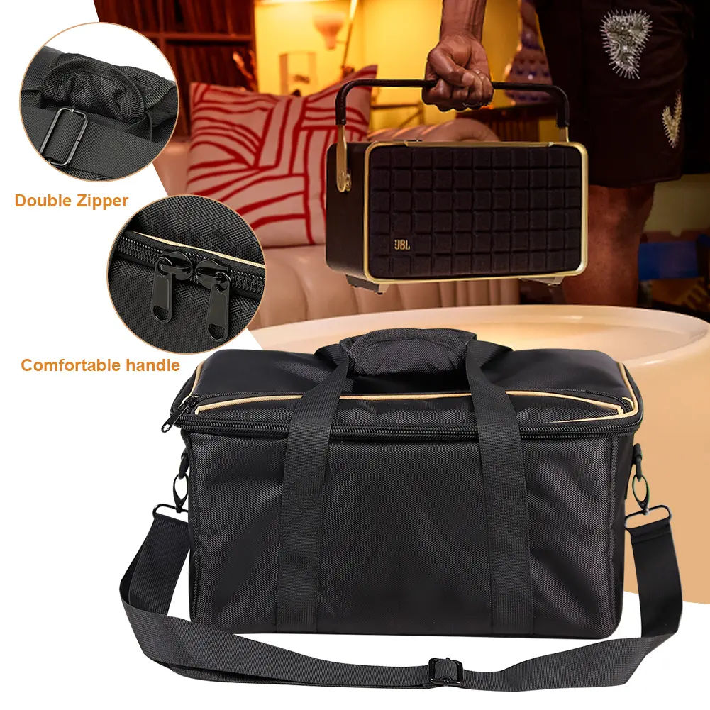 Speaker Carry Bag Shockproof Protective Bag Anti-Drop Waterproof Adjustable Shoulder Strap for JBL Authentics 300 Speaker/Cable