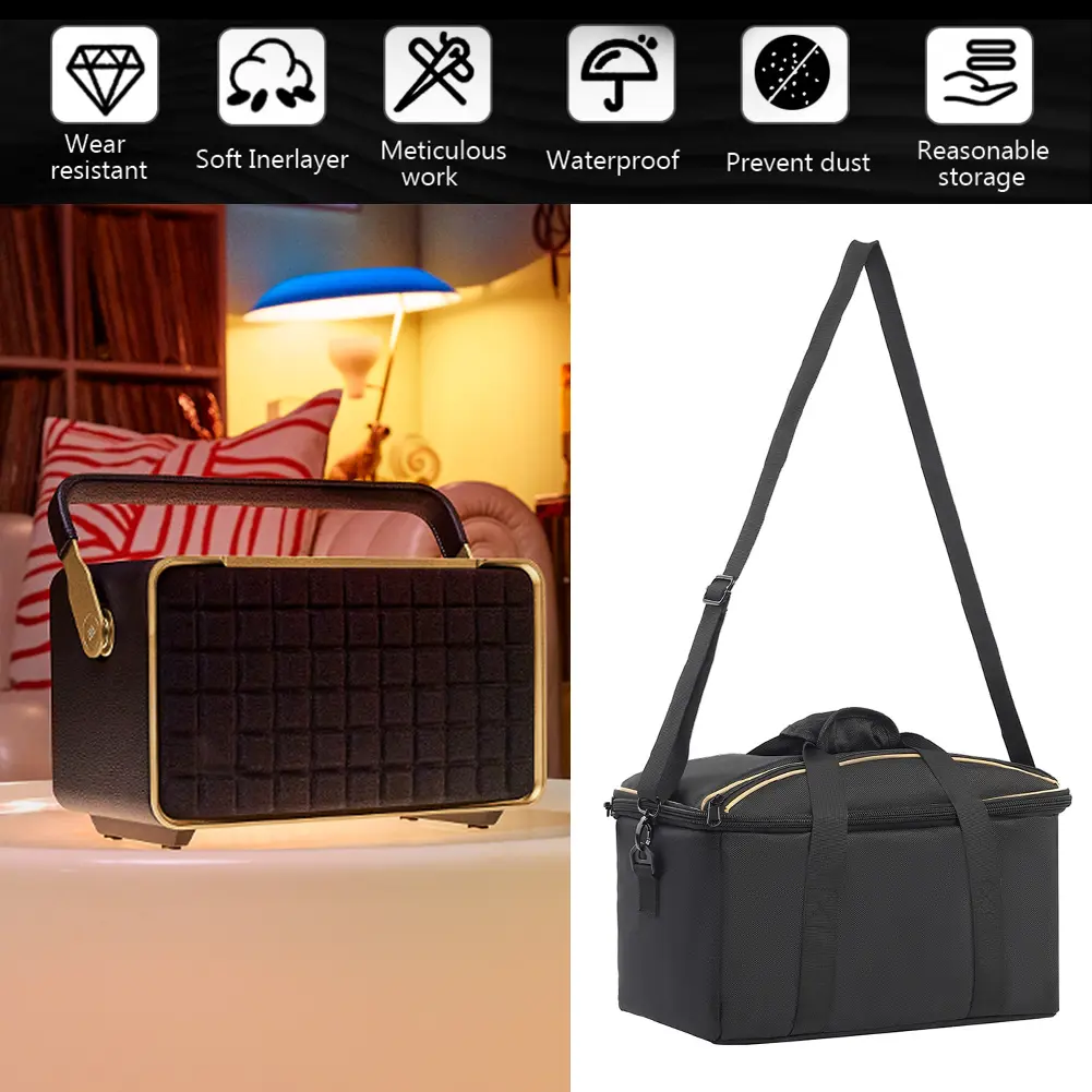 Speaker Carry Bag Shockproof Protective Bag Anti-Drop Waterproof Adjustable Shoulder Strap for JBL Authentics 300 Speaker/Cable