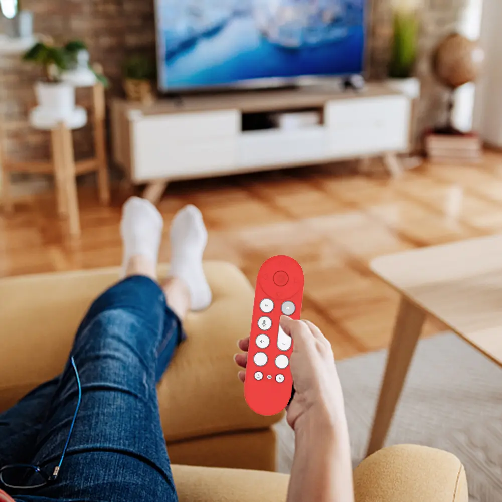 Silicone Remote Case Protective Cover Anti-Slip Remote Protective Case with Lanyard for Google TV Streamer 4K Voice Remote Cover