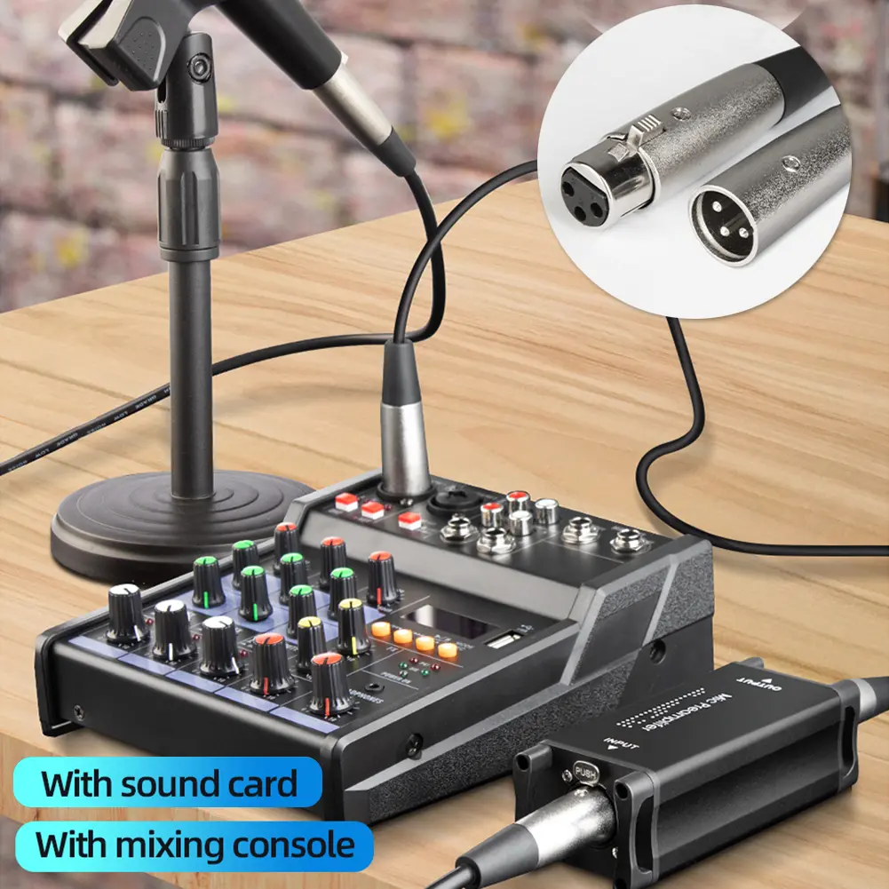 Mic Booster Preamplifier Portable Microphone Preamp Booster 20Hz-20kHz Pure Gain Lightweight for Studio Home Recording