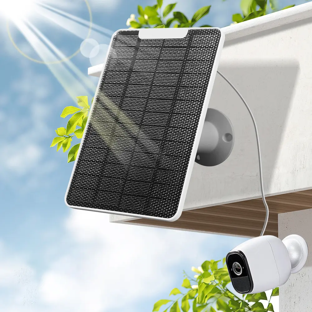 10W Solar Panel Charger with Charging Cable Portable Solar Panel Wall Mount IP65 Waterproof for Wireless Outdoor Security Camera