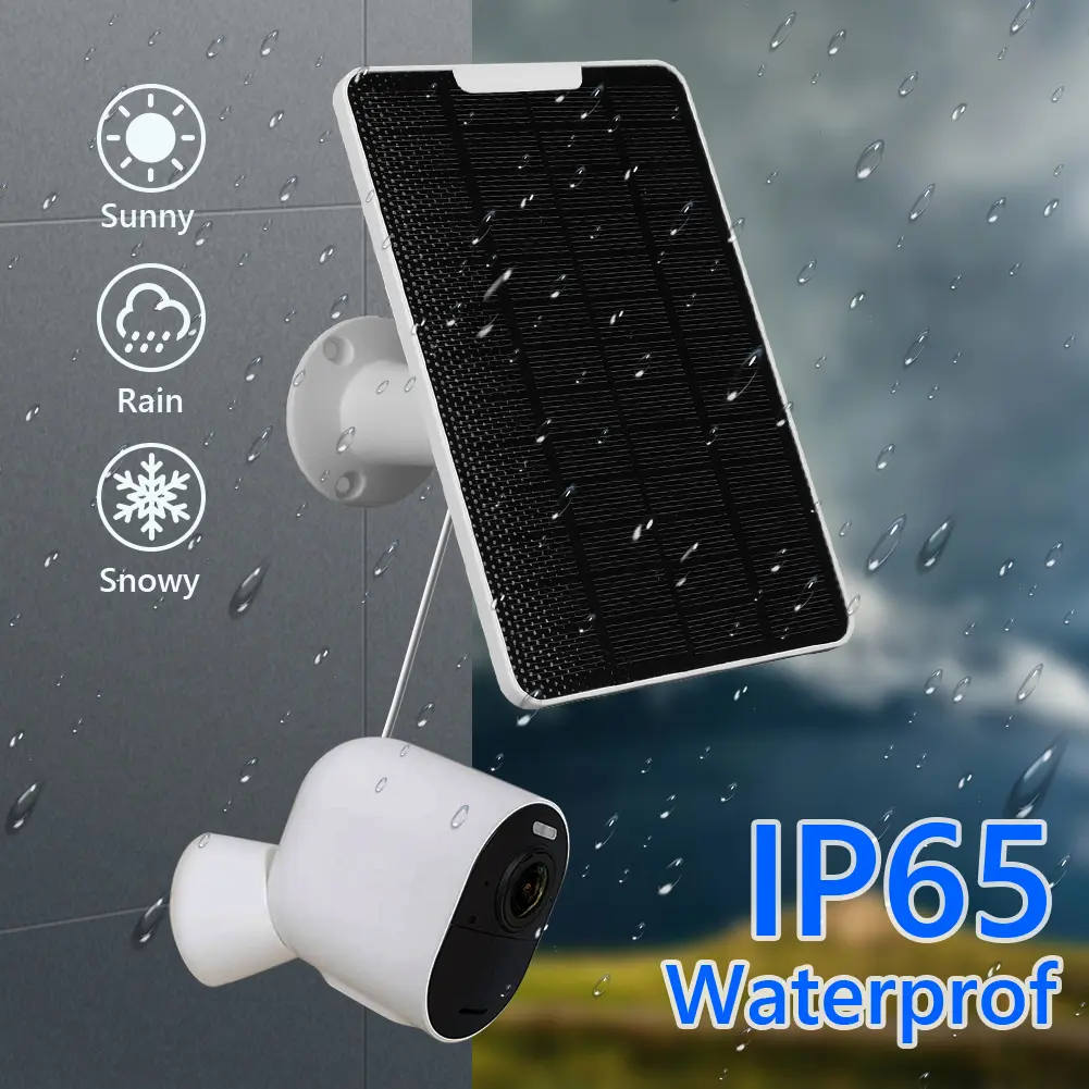 10W Solar Panel Charger with Charging Cable Portable Solar Panel Wall Mount IP65 Waterproof for Wireless Outdoor Security Camera