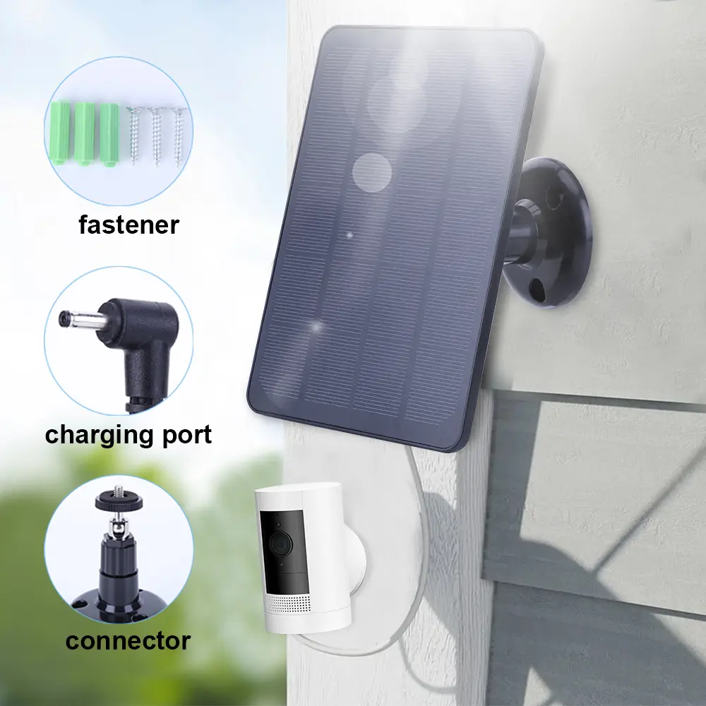 4W 5V Solar Charging Panel Waterproof Adjustable Wall Mount Bracket with 9.8FT Charging Cable for Ring Stick Up&Spotlight Cam