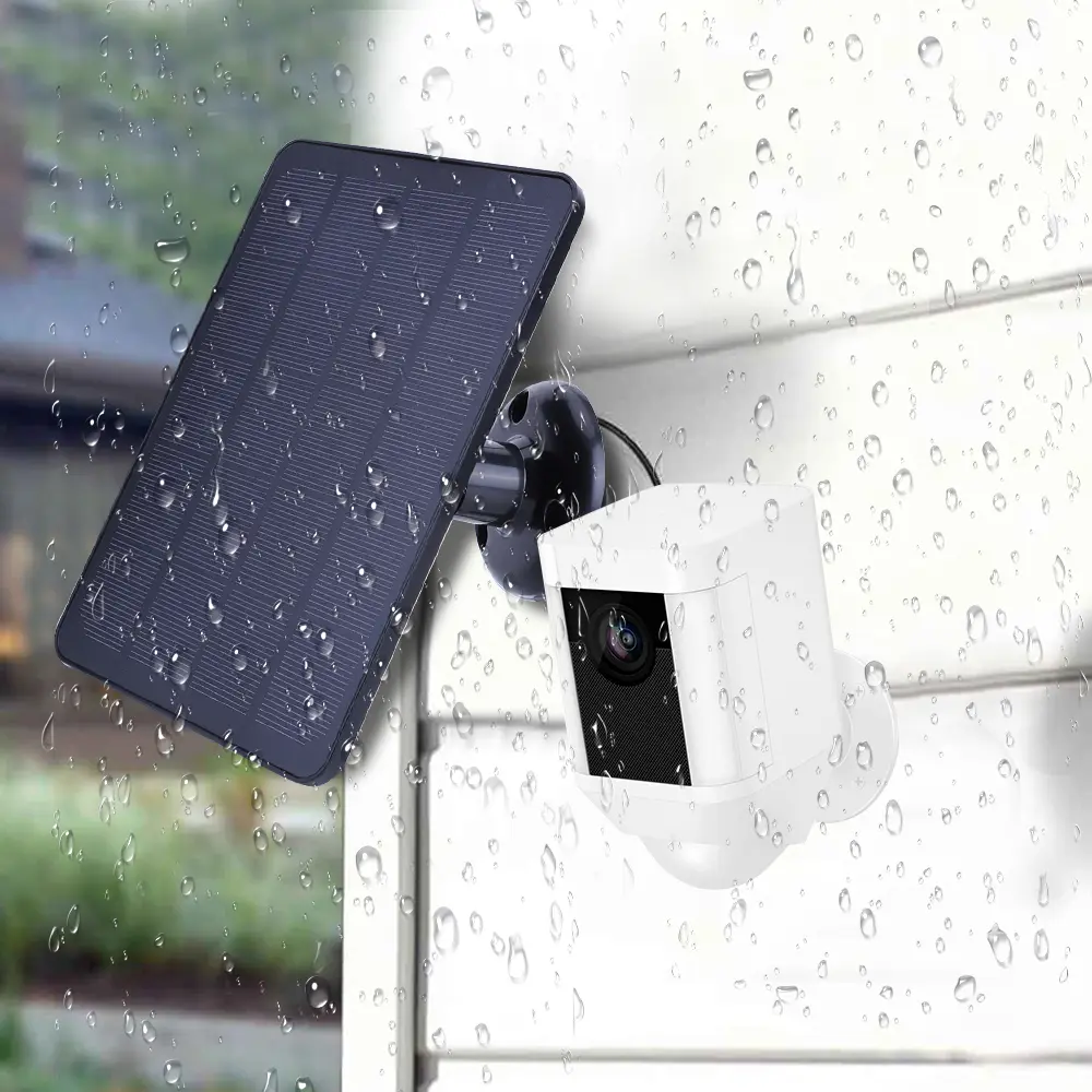 4W 5V Solar Charging Panel Waterproof Adjustable Wall Mount Bracket with 9.8FT Charging Cable for Ring Stick Up&Spotlight Cam