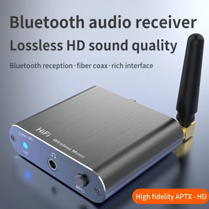 HIFI Receiver Adapter with 3.5mm Aux Audio Receiver Transmitter Toslink/Coaxial Output Bluetooth-compatible for Computer TV Car