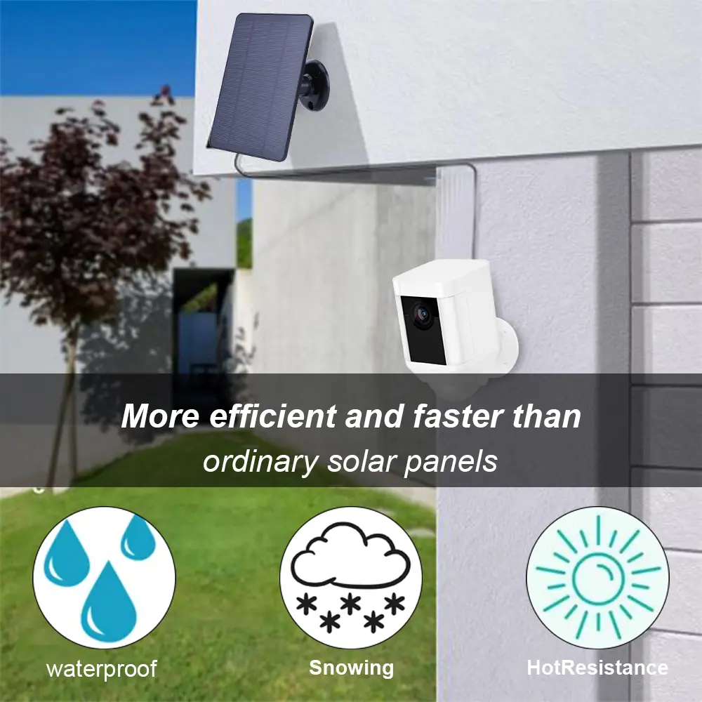 4W 5V Solar Charging Panel Waterproof Adjustable Wall Mount Bracket with 9.8FT Charging Cable for Ring Stick Up&Spotlight Cam
