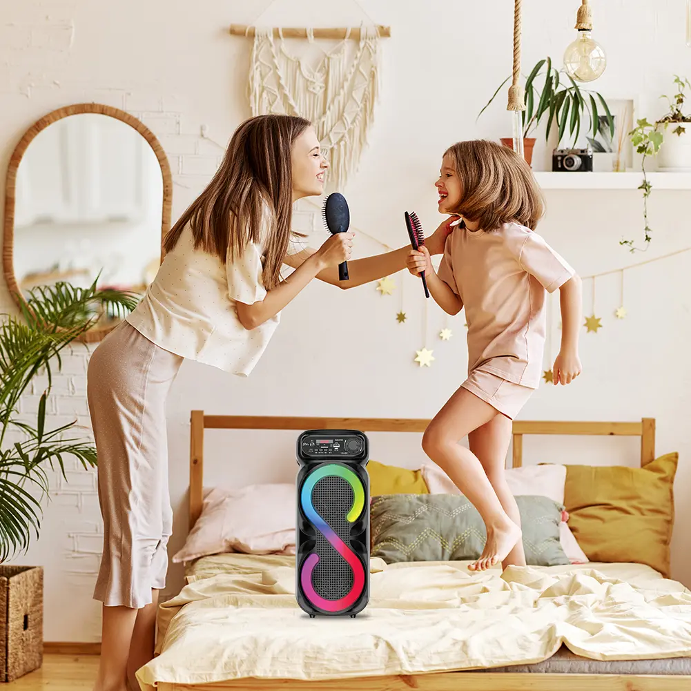 Bluetooth-Compatible Speaker Portable Boombox with RGB Light Outdoor Speaker High Volume Wireless Speaker for Outdoor Camping
