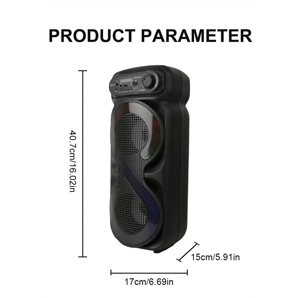 Bluetooth-Compatible Speaker Portable Boombox with RGB Light Outdoor Speaker High Volume Wireless Speaker for Outdoor Camping