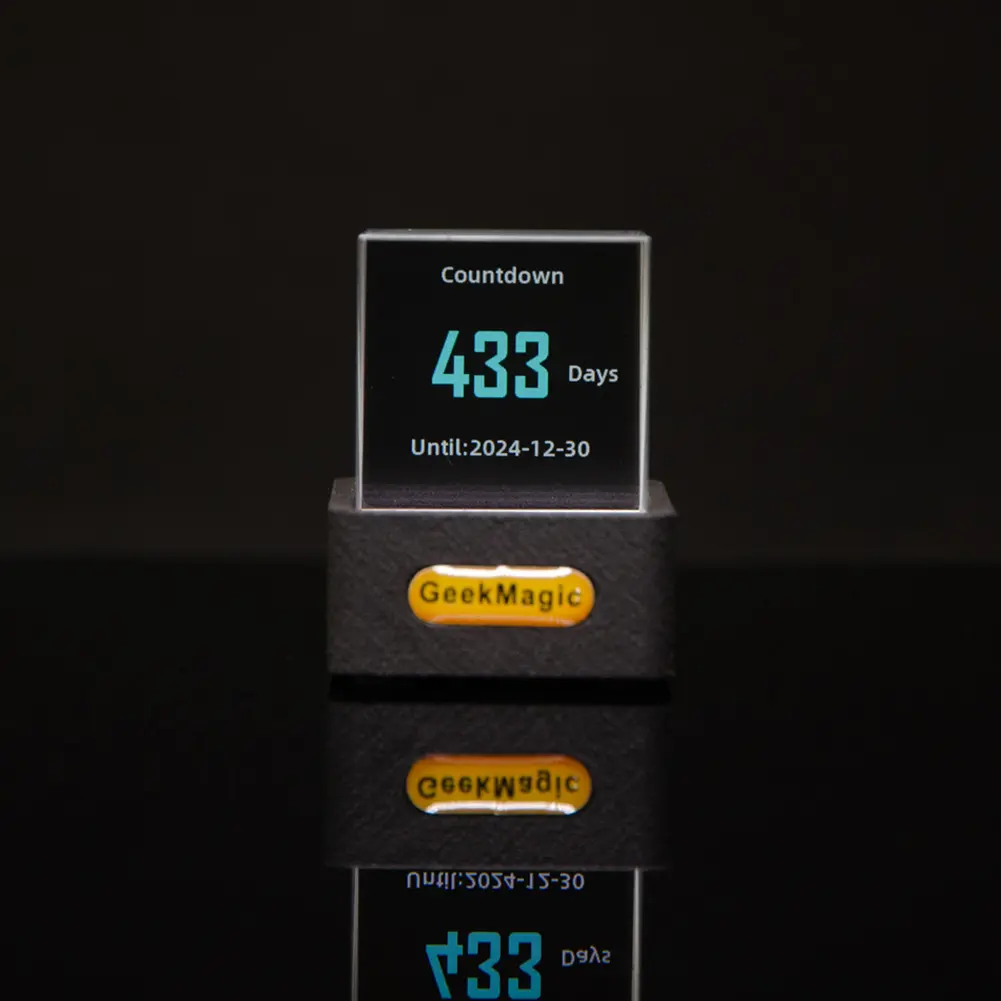 Crystal Cube Photo Display Holographic Desktop Smart Weather Station Desktop Digital WiFi Clock with GIF Animations for Home