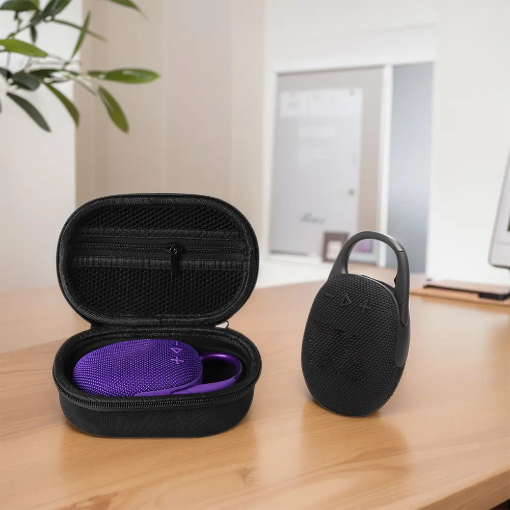 EVA Hard Case Dustproof Protective Travel Case Splashproof Travel Carrying Bag with Mesh Pocket for JBL Clip 5 Portable Speaker