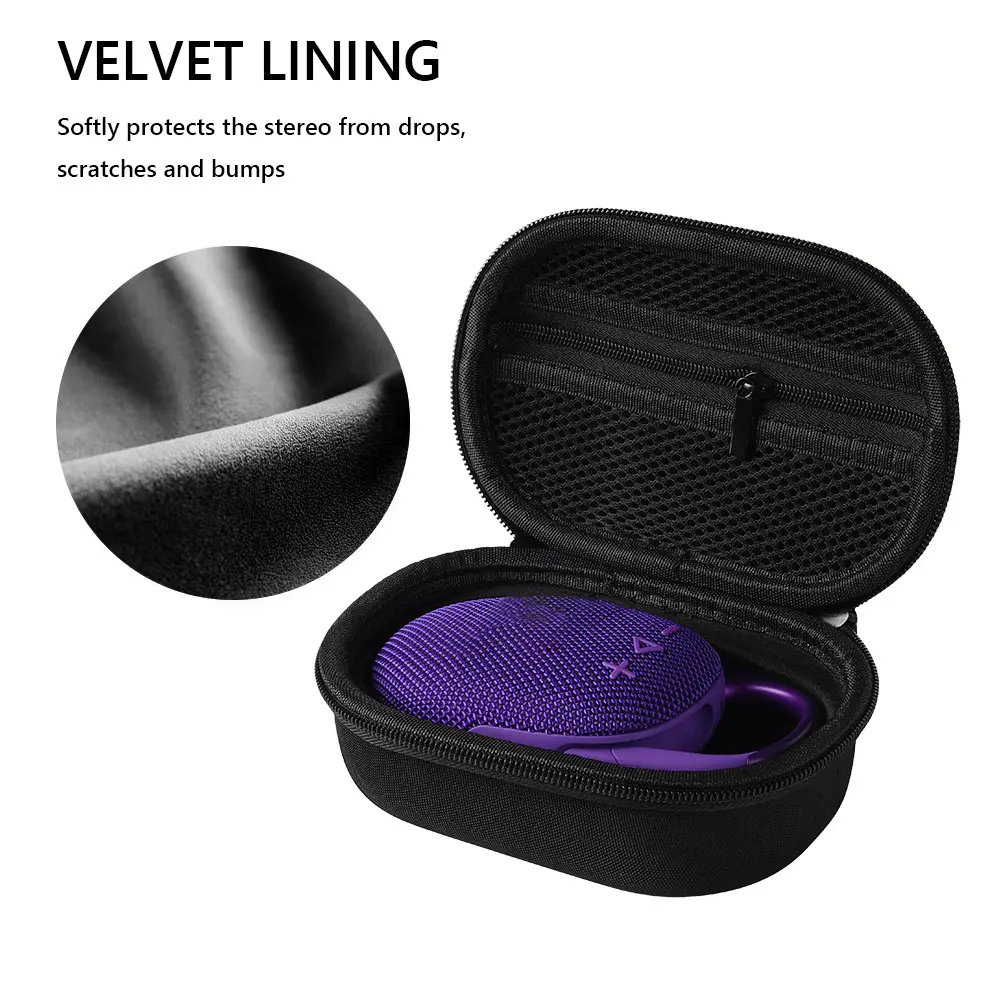 EVA Hard Case Dustproof Protective Travel Case Splashproof Travel Carrying Bag with Mesh Pocket for JBL Clip 5 Portable Speaker