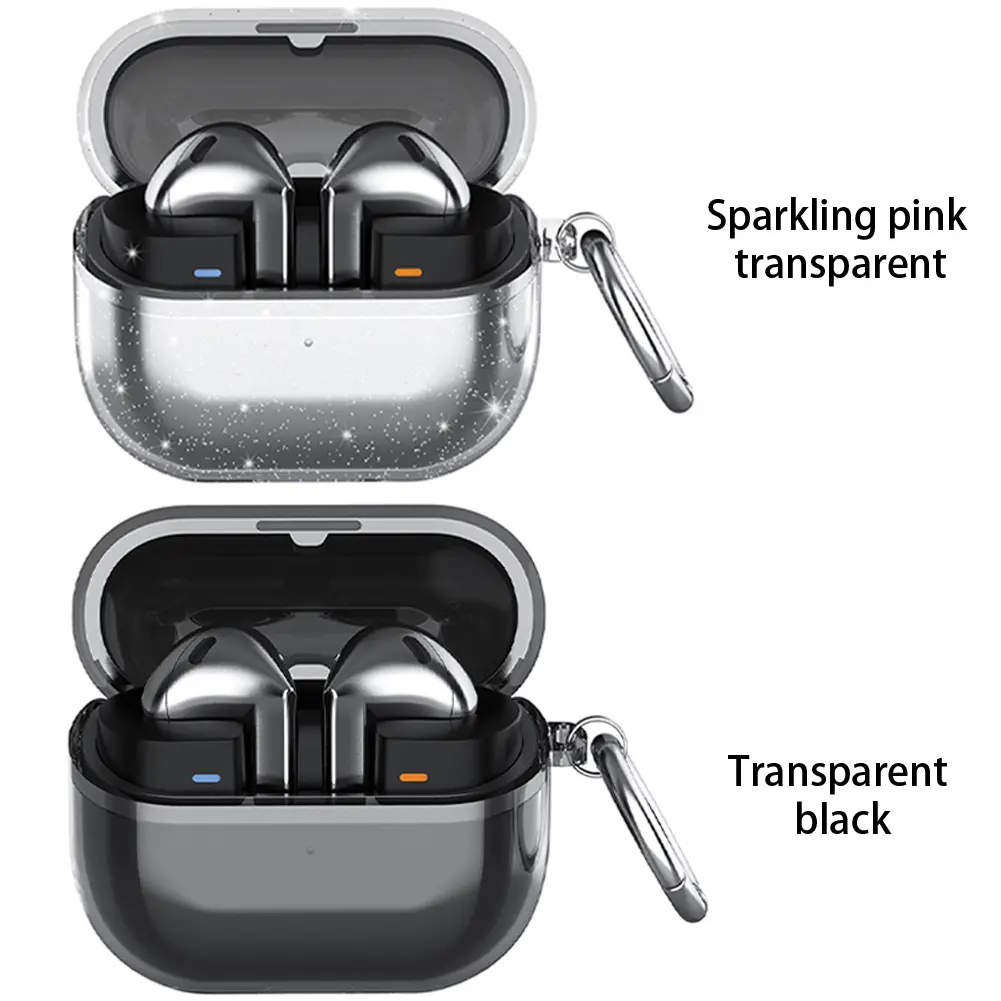 Transparent Earbuds Case Cover Shockproof Clear Case Anti-Drop Soft Case Cover with Keyring for Samsung Galaxy Buds 3/Buds 3 Pro