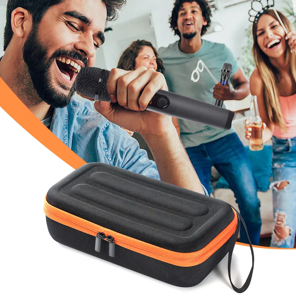 Wireless Microphone Case Anti-Scratch EVA Hard Shell Mic Case Hard Travel Case for JBL Wireless Two Microphone System AA Battery