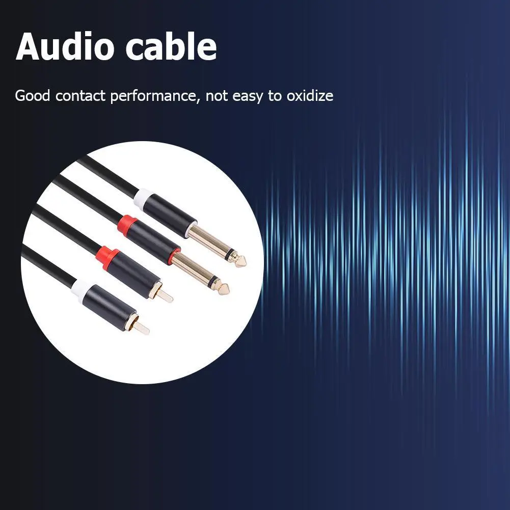 Speaker Audio Cable Gold-plated Plug Dual RCA Male to Dual 6.35mm Jack Male Audio Cable for Mixer Amplifier