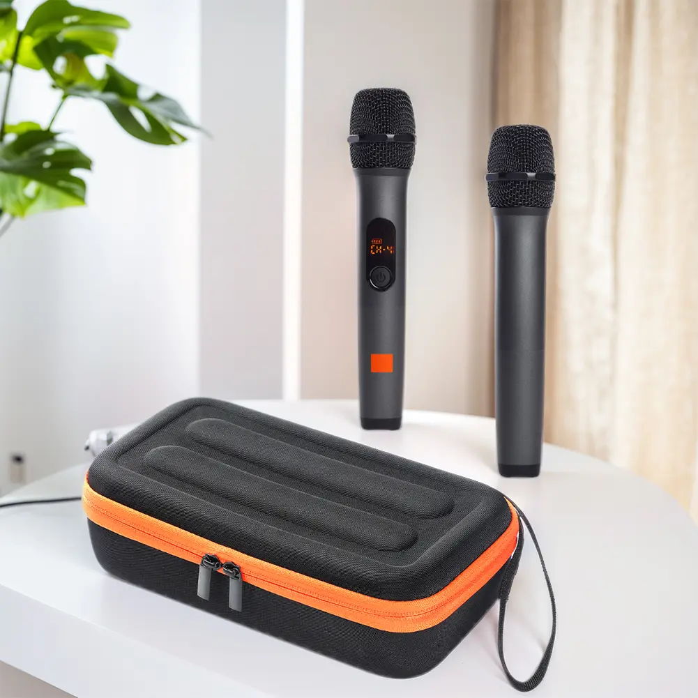 Wireless Microphone Case Anti-Scratch EVA Hard Shell Mic Case Hard Travel Case for JBL Wireless Two Microphone System AA Battery