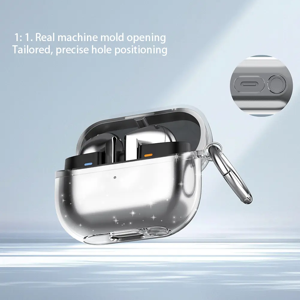 Transparent Earbuds Case Cover Shockproof Clear Case Anti-Drop Soft Case Cover with Keyring for Samsung Galaxy Buds 3/Buds 3 Pro