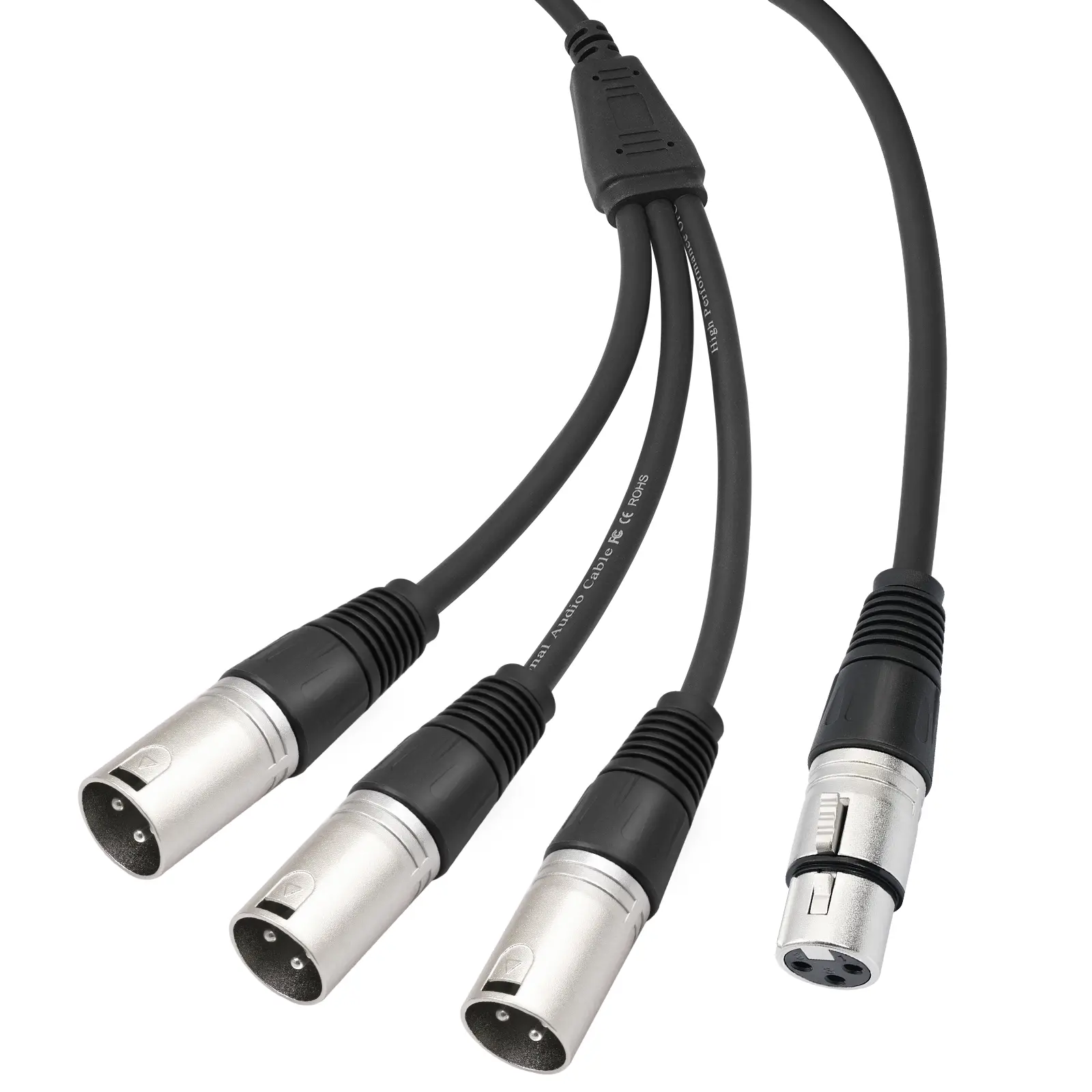 3Pin Y Splitter Cable Female To 3 Male XLR Splitter Foil+Braided Shielded Audio Cable Adaptor for Mixer Microphone Amplifier