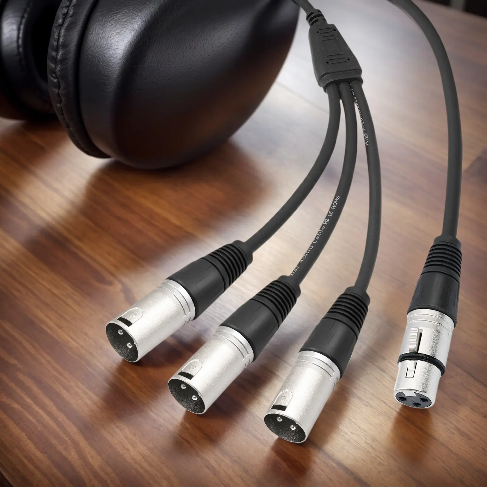 3Pin Y Splitter Cable Female To 3 Male XLR Splitter Foil+Braided Shielded Audio Cable Adaptor for Mixer Microphone Amplifier