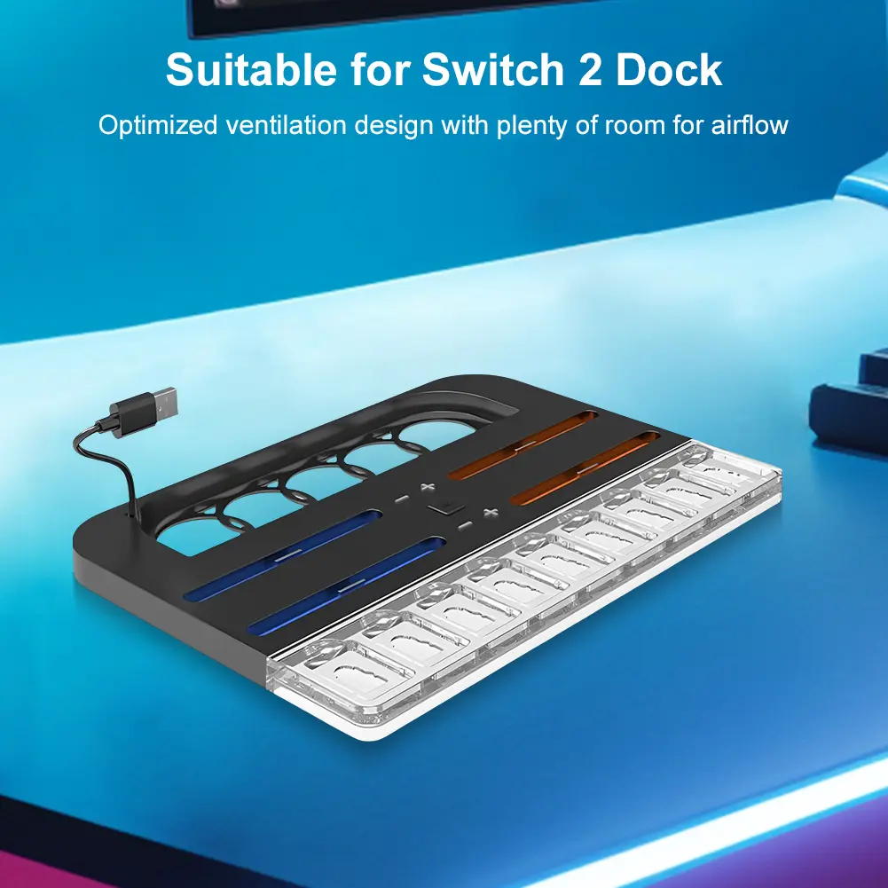 Dock Station for Switch 2 for Joycon Controller with 9 Game Card Slots Charger Dock Charging Station Charges Up To 4 Controllers