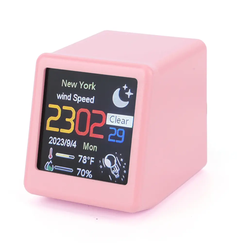 Smart WIFI Weather Station Clock DIY Cute GIF Animations Desktop Mini Clock for Game Room Decoration