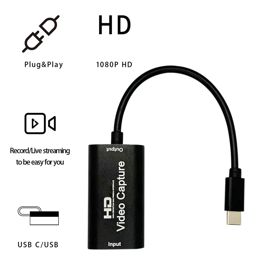 4K 1080P Video Converter Type-C USB 2.0 Audio Video Capture Card HDMI-compatible Video Game Grabber Recording for Computer Phone