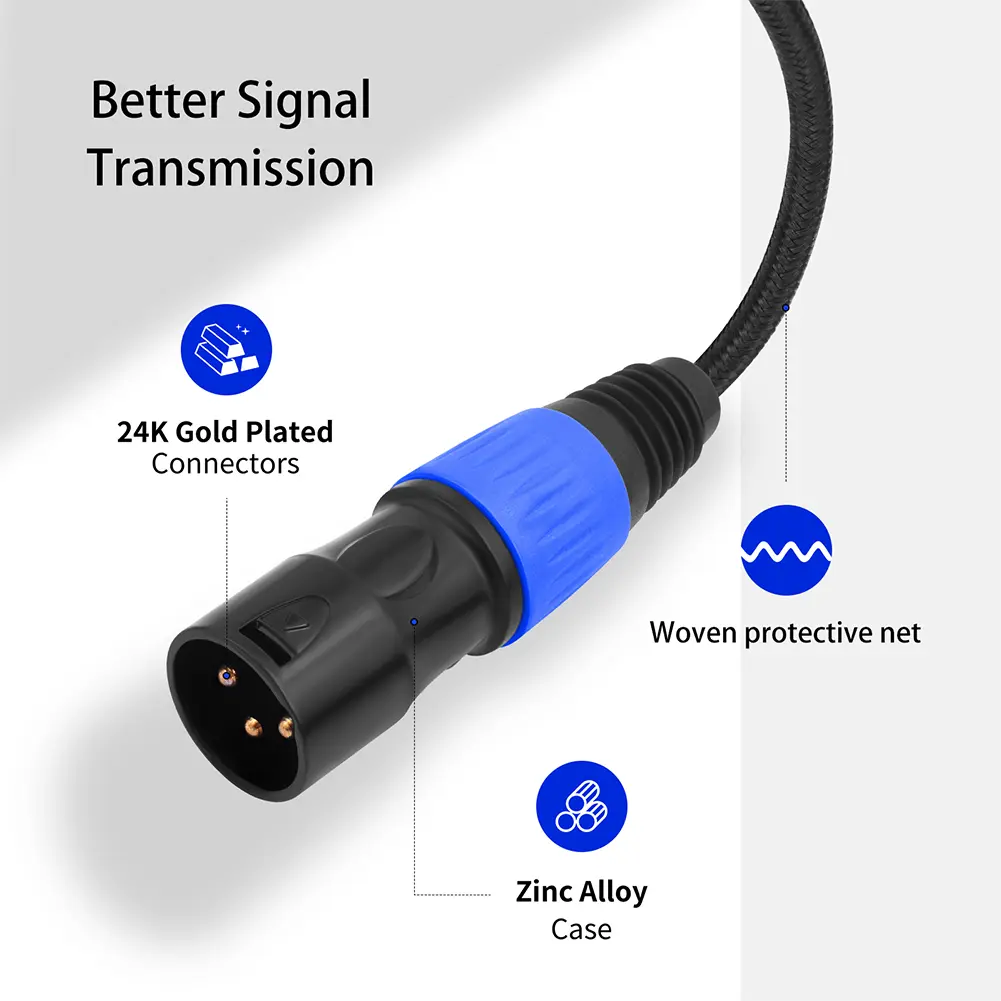 Type C To XLR Male Aux Audio Cable Plug and Play Type C To XLR Male Output Stereo Cord for Amplifier Speaker Mixer Console