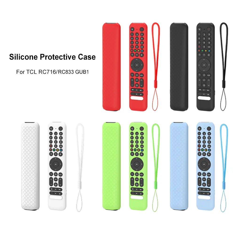 Silicone Remote Case for TCL RC716/RC833 GUB1 Protective Controller Sleeve Skin Anti-Slip Silicone Sleeve Anti-Drop with Lanyard