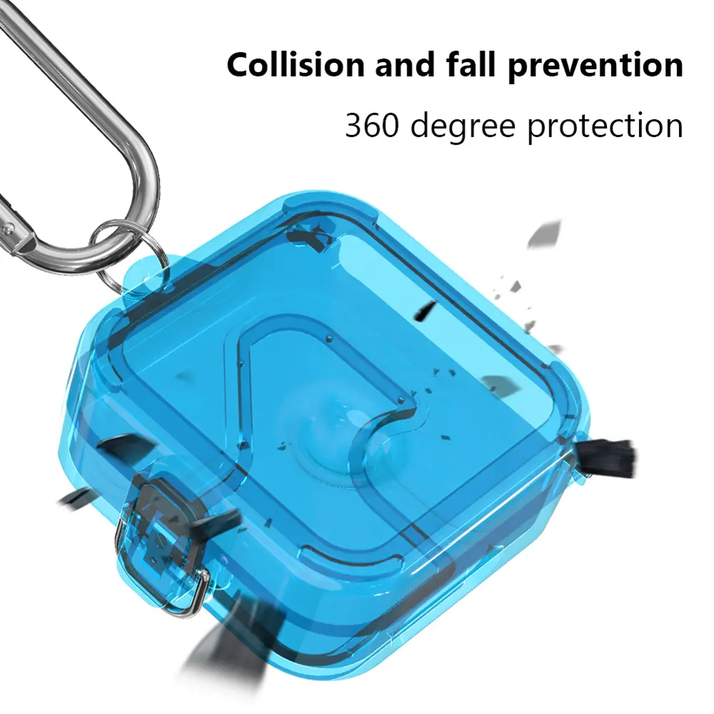 PC Protective Cover Clear Candy Color Earphone Sleeve With Lanyard Hook On-off Snap Waterproof Fall-protection for Nothing Ear 2