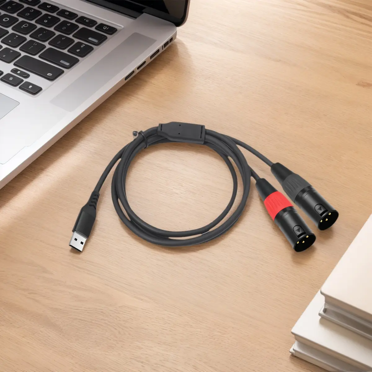 1/2/3M PC USB To Stereo Audio Cable Converter USB A To Dual XLR Male Audio Cable for Amplifier Speaker Etc