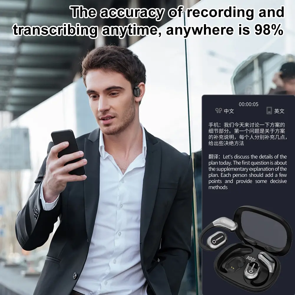 144 Languages AI Translator Earbuds 99% Accuracy Bluetooth-Compatible 5.4 Translation Earphones for Travel Business Learning