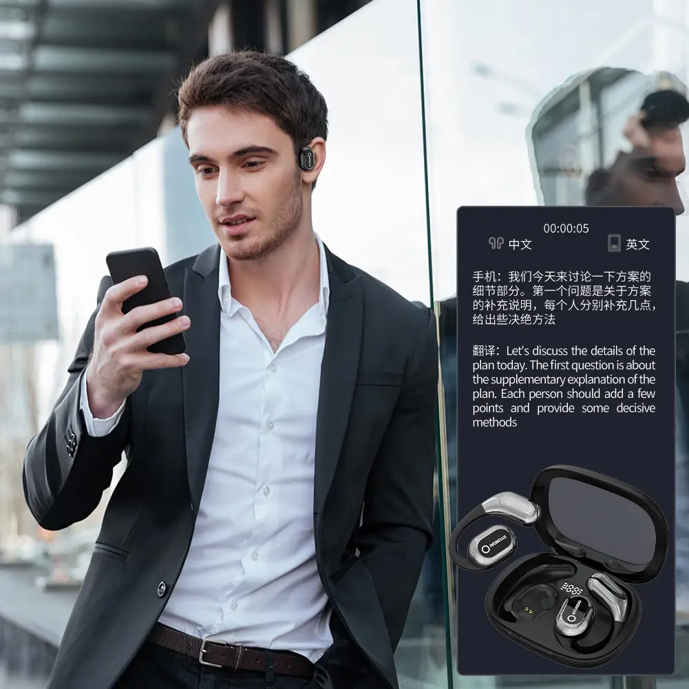 144 Languages AI Translator Earbuds 99% Accuracy Bluetooth-Compatible 5.4 Translation Earphones for Travel Business Learning