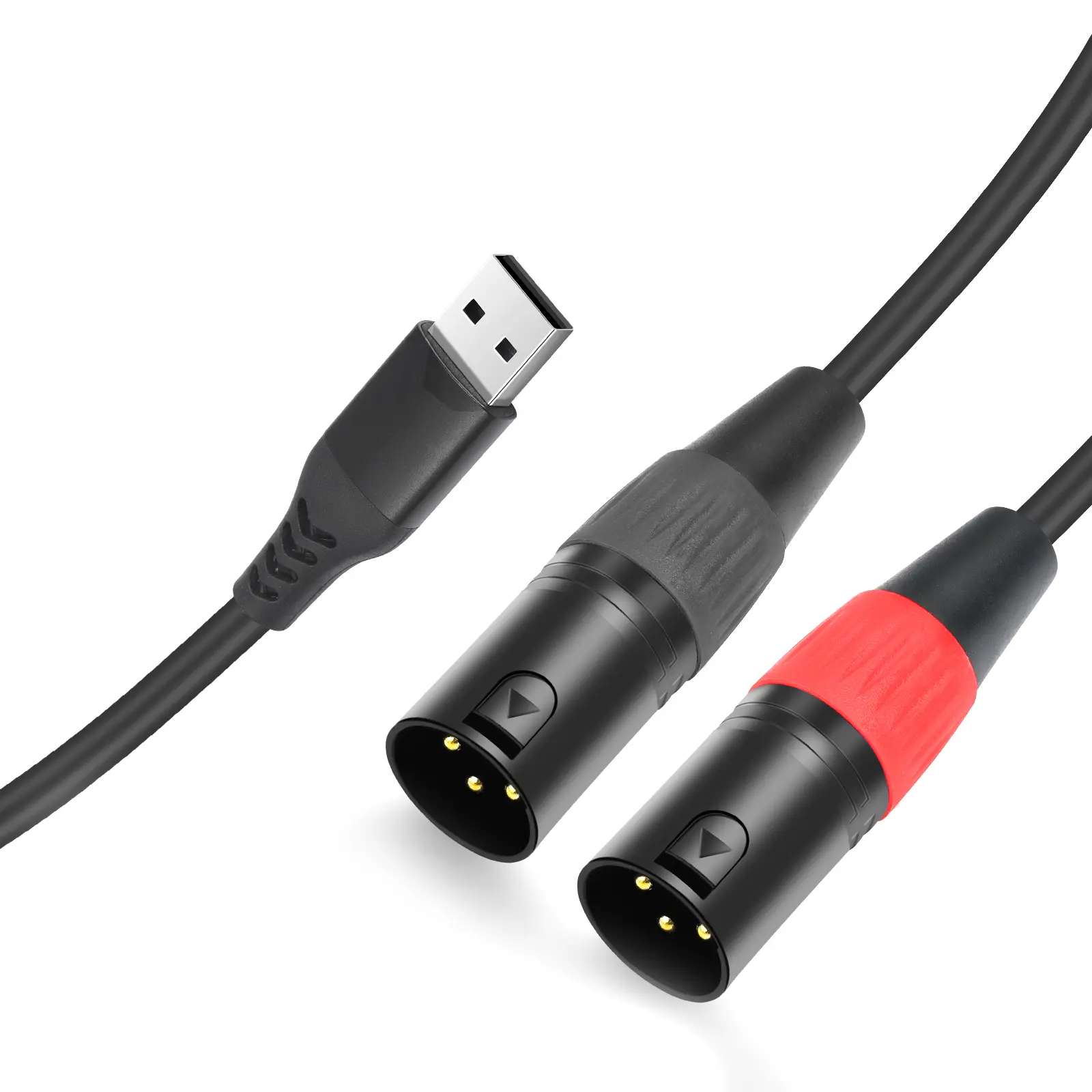 PC USB To Stereo Audio Cable Converter USB A To Dual XLR Male Audio Cable for Speaker Power Amplifier