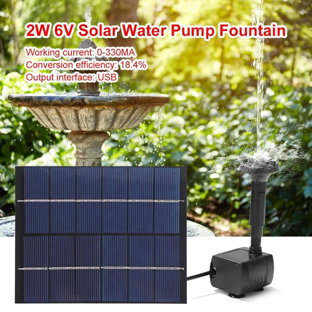 2W Submersible Solar Panel Outdoor Pond Aquarium Fountain Solar Water Pump Kit Water Fountain Pump Garden Patio