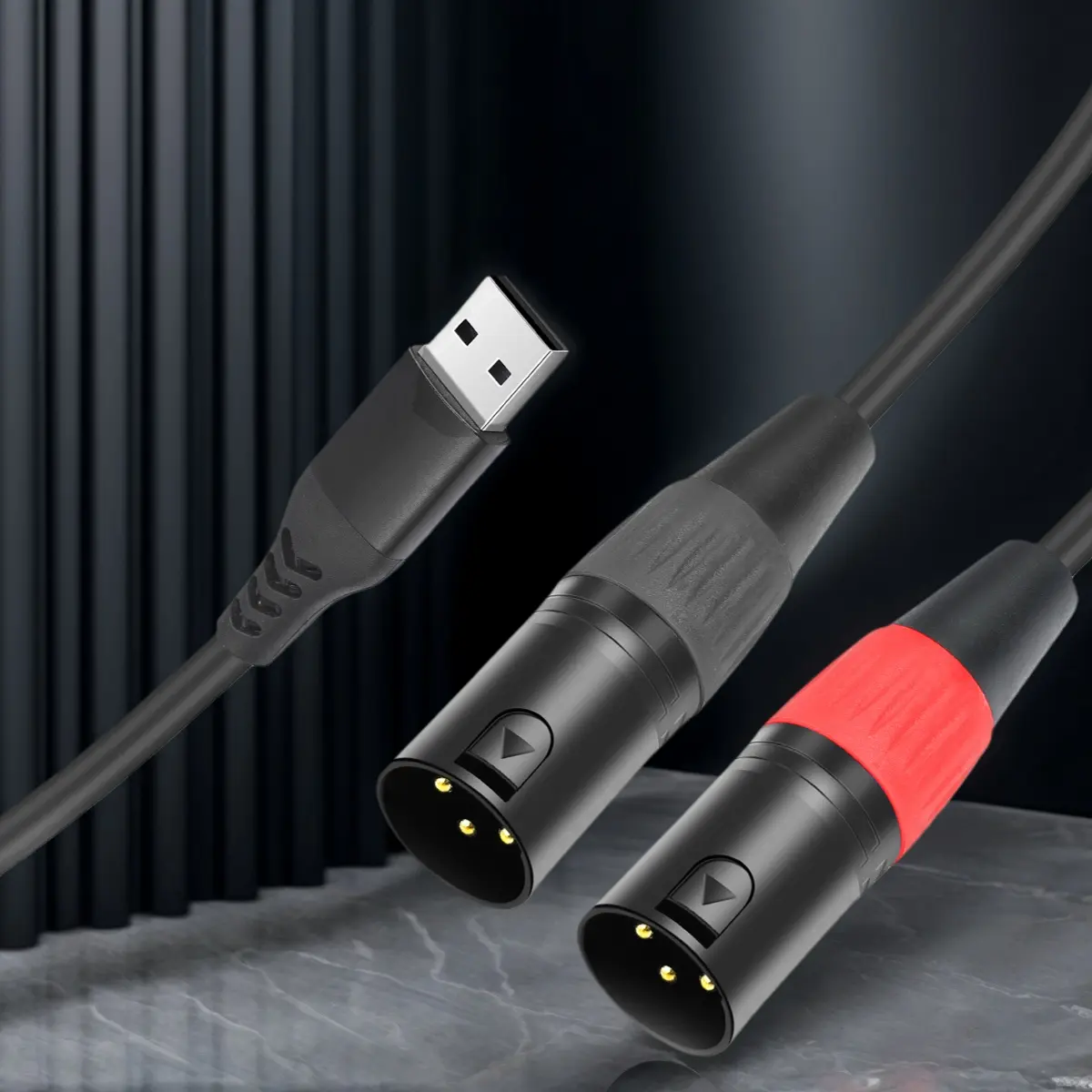 PC USB To Stereo Audio Cable Converter USB A To Dual XLR Male Audio Cable for Speaker Power Amplifier