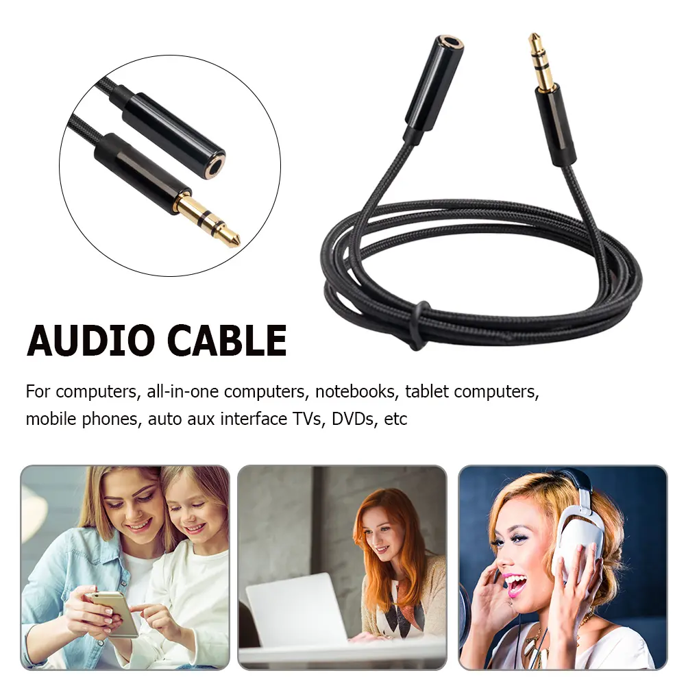 Portable Male to Female Headphone Cable 3.5mm Port Male to Female Aux Cable for Car Earphone Speaker Accessories
