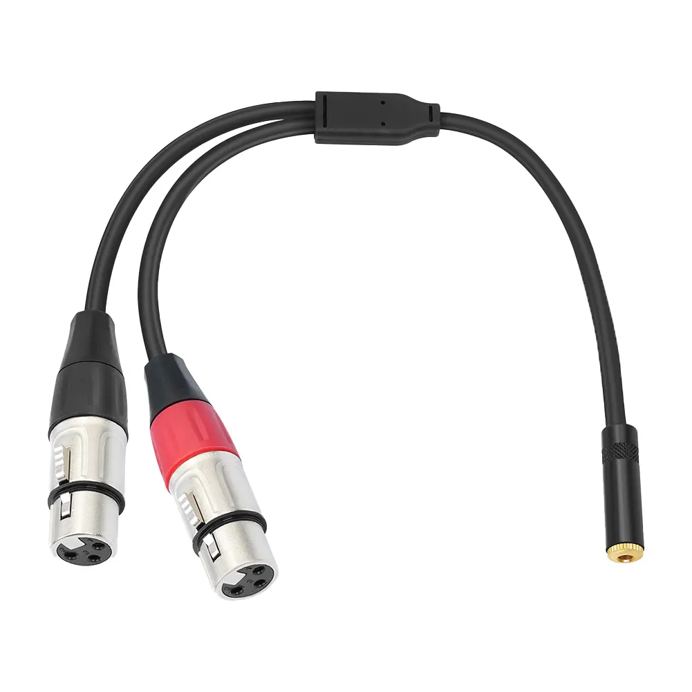 3.5mm Dual XLR To 1/8 Female Adapter 0.3m 1/8 To XLR Microphone Cable for Stereo Mic To L & R Audio Track