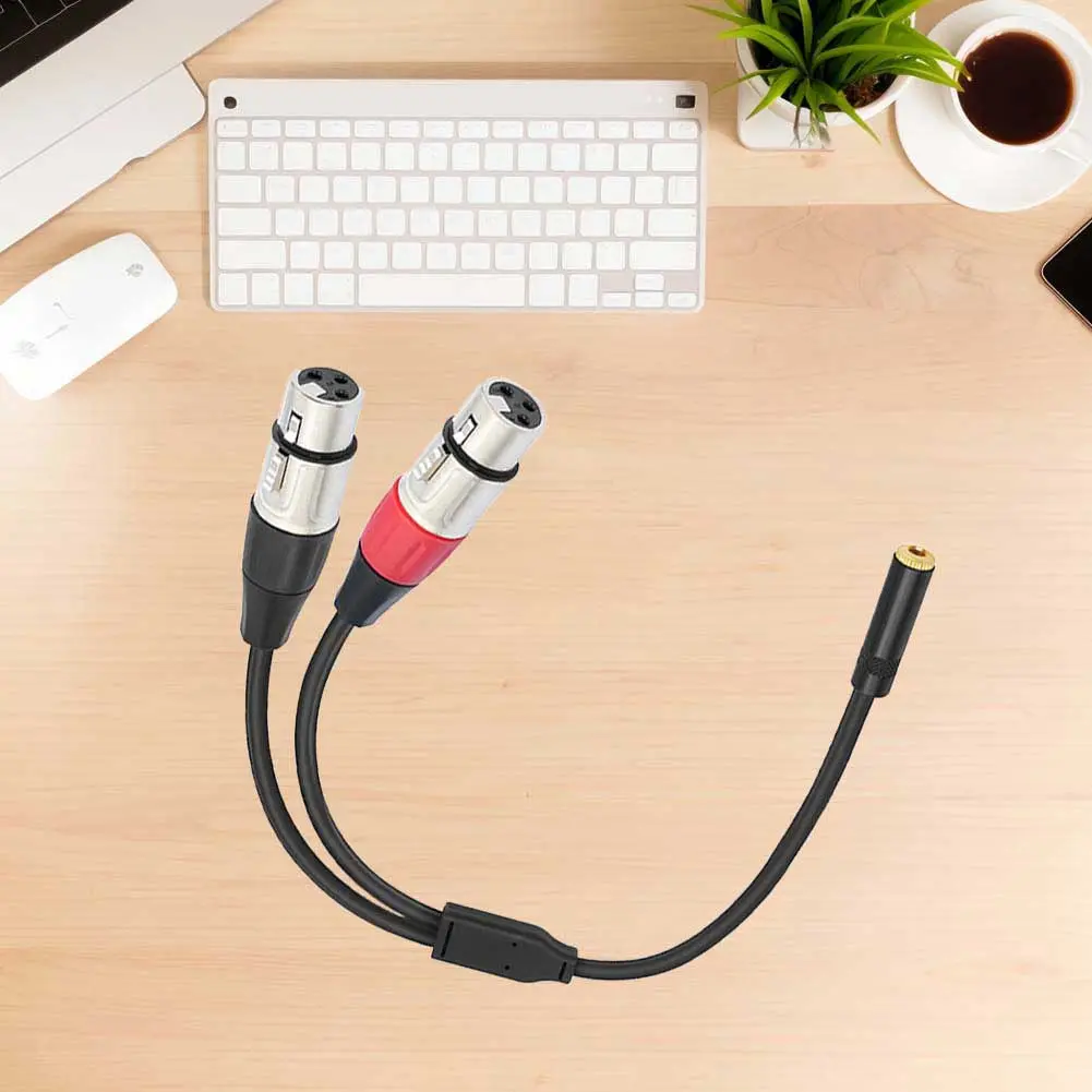 3.5mm Dual XLR To 1/8 Female Adapter 0.3m 1/8 To XLR Microphone Cable for Stereo Mic To L & R Audio Track