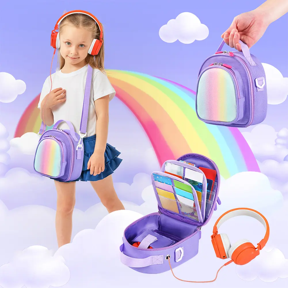 Carrying Case for Yoto Mini (2024 Edition) Travel Case Card Holder Hold Up To 30 Cards Holder Bag with Shoulder Strap Hard Case
