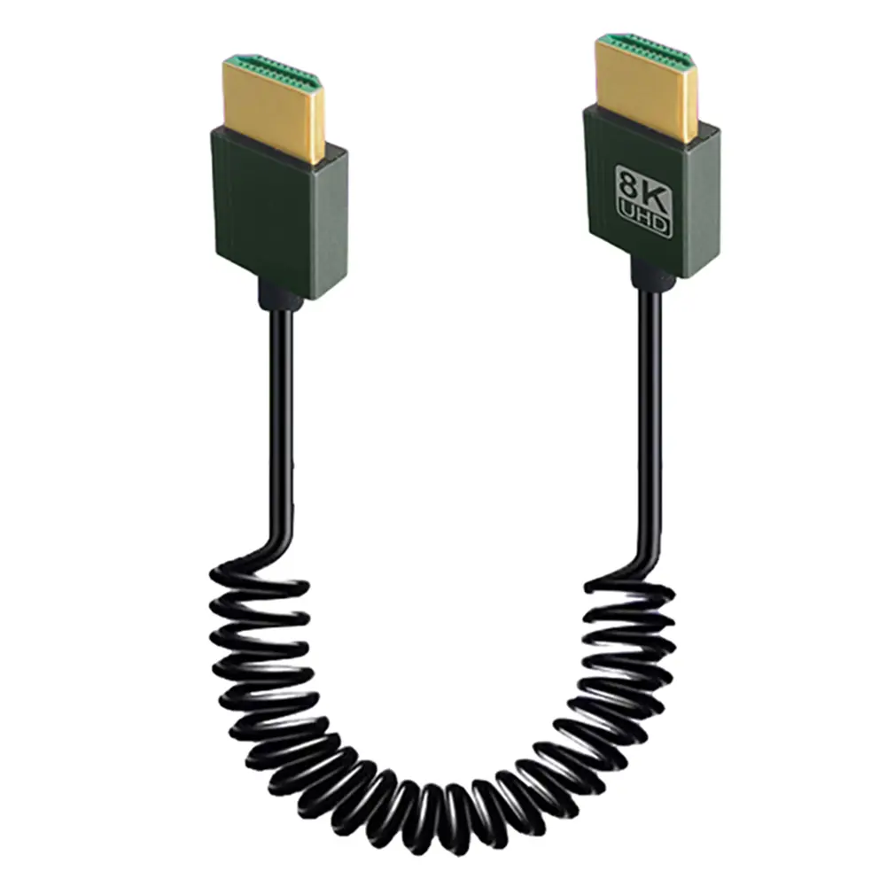 8K Ultra HD HDMI-Compatible To HDMI-Compatible Coiled Cable 48Gbps HDMI-Compatible 2.1 Cord 8K@60Hz 4K@120Hz Extension Converter