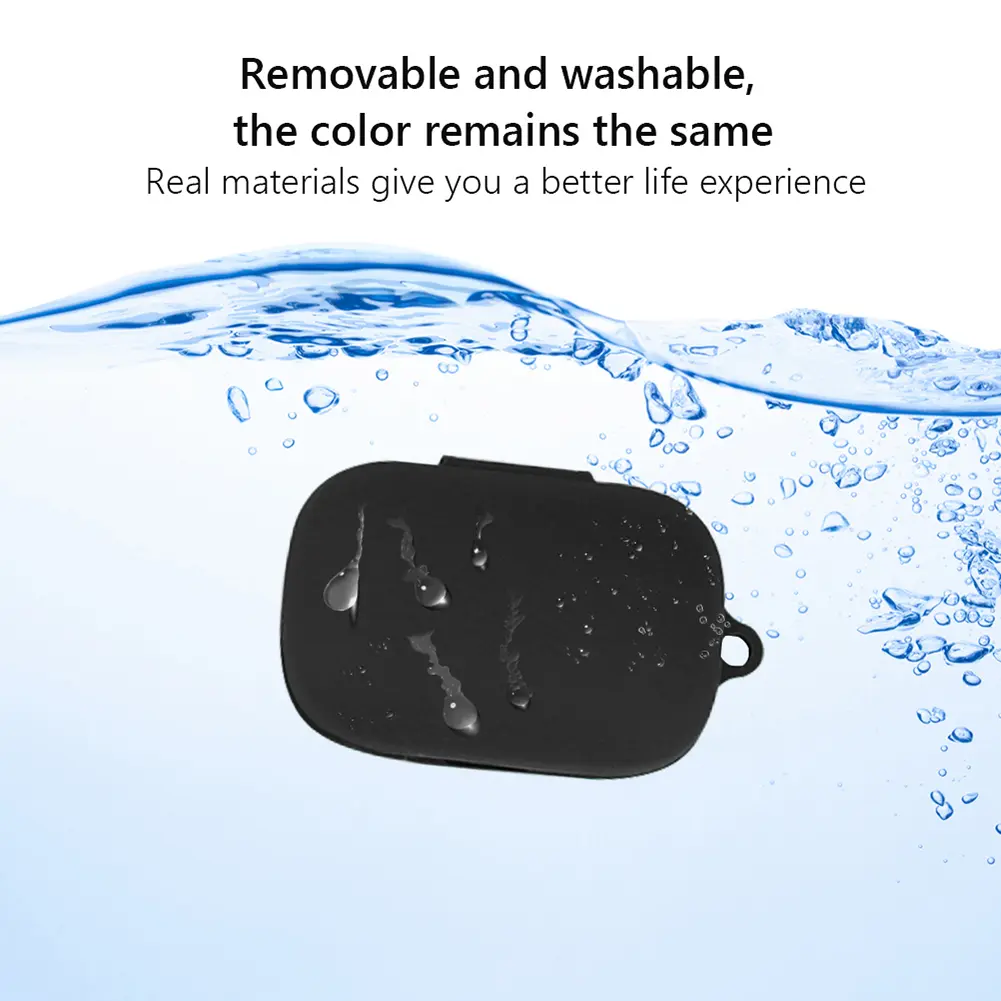 Wireless Earphone Box Cover with Hook for Skullcandy Push Active (Black)